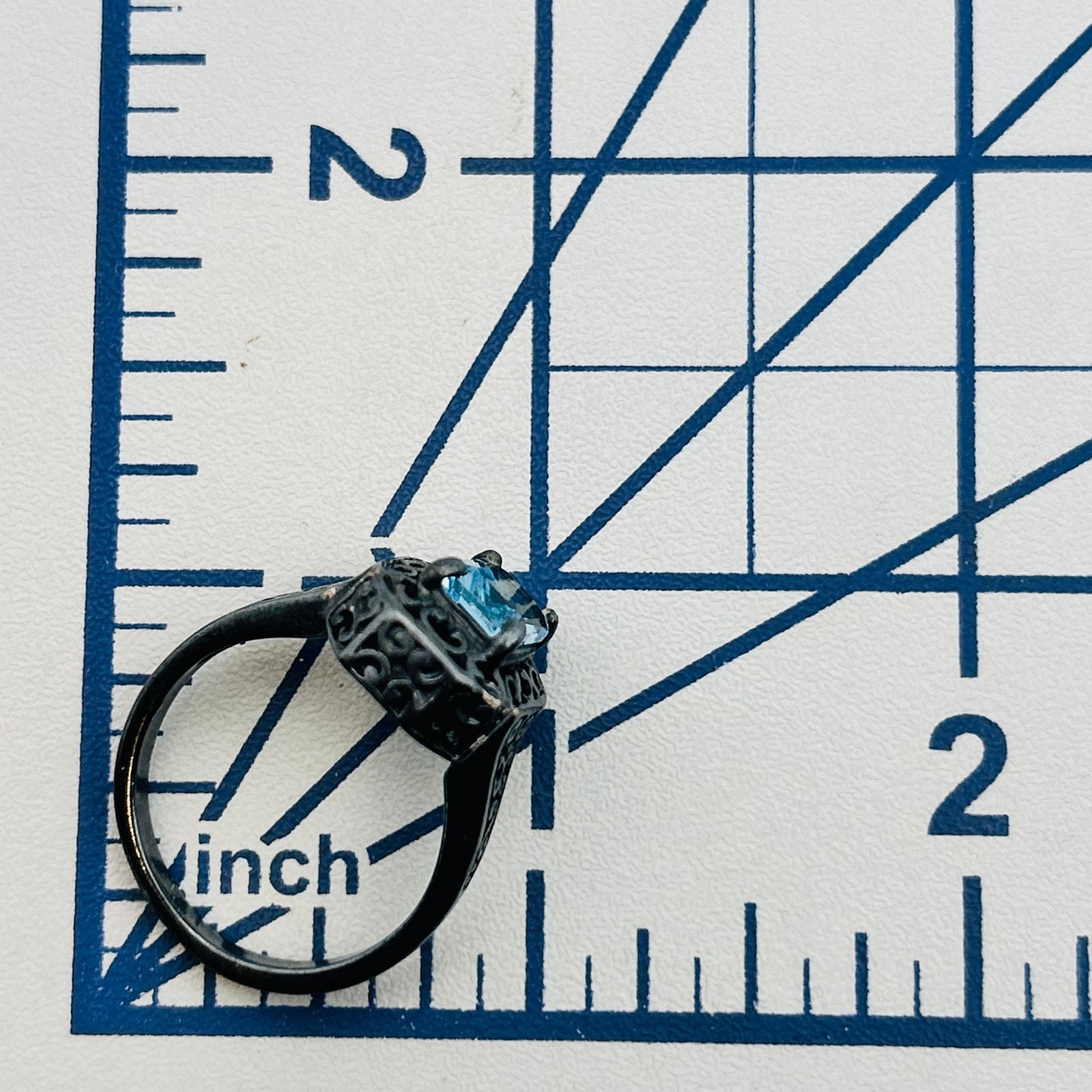 Sterling Topaz Statement Ring. Size 9 - 2