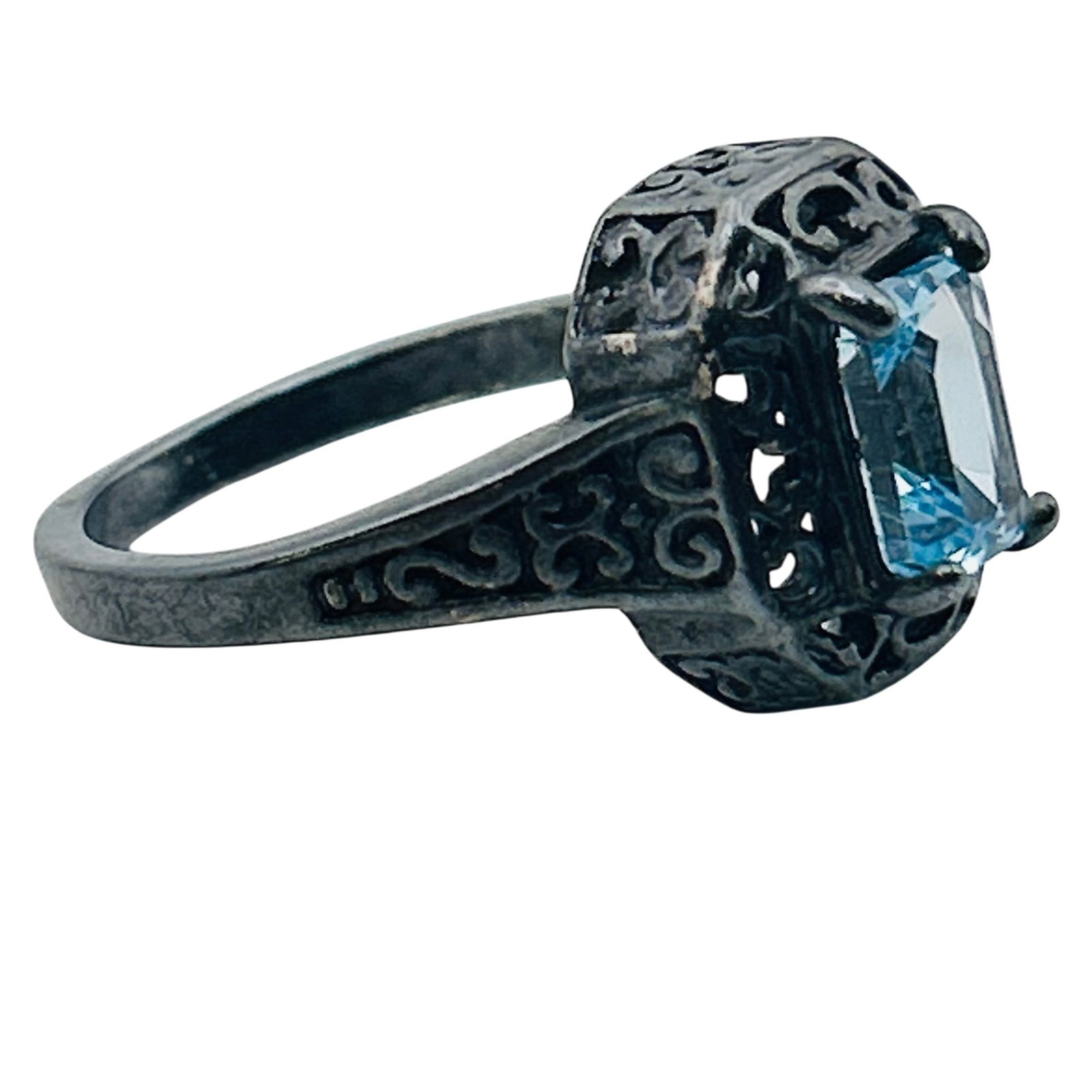 Sterling Topaz Statement Ring. Size 9 - 4