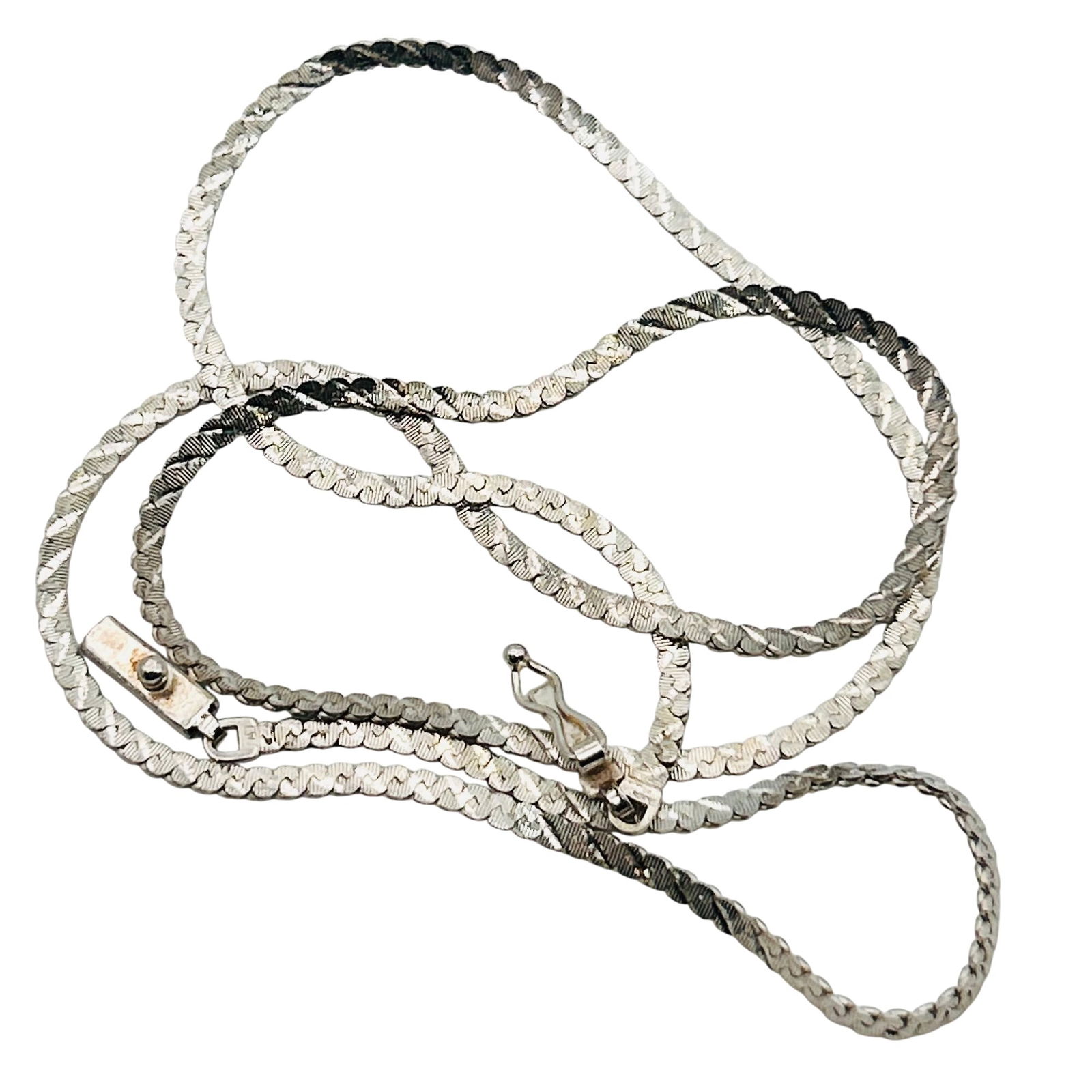 Italy Sterling S Flat Chain Necklace: Italy sterling S flat chain necklace. 6.40g