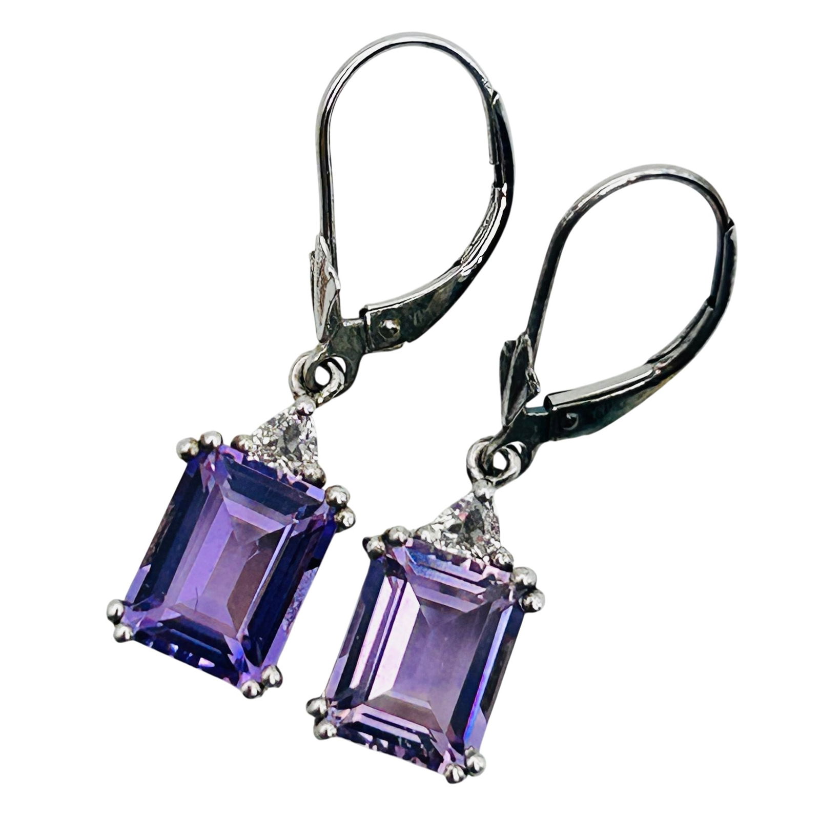 Sterling Amethyst Jacket Earrings: Sterling amethyst jacket earrings. 2.90g
