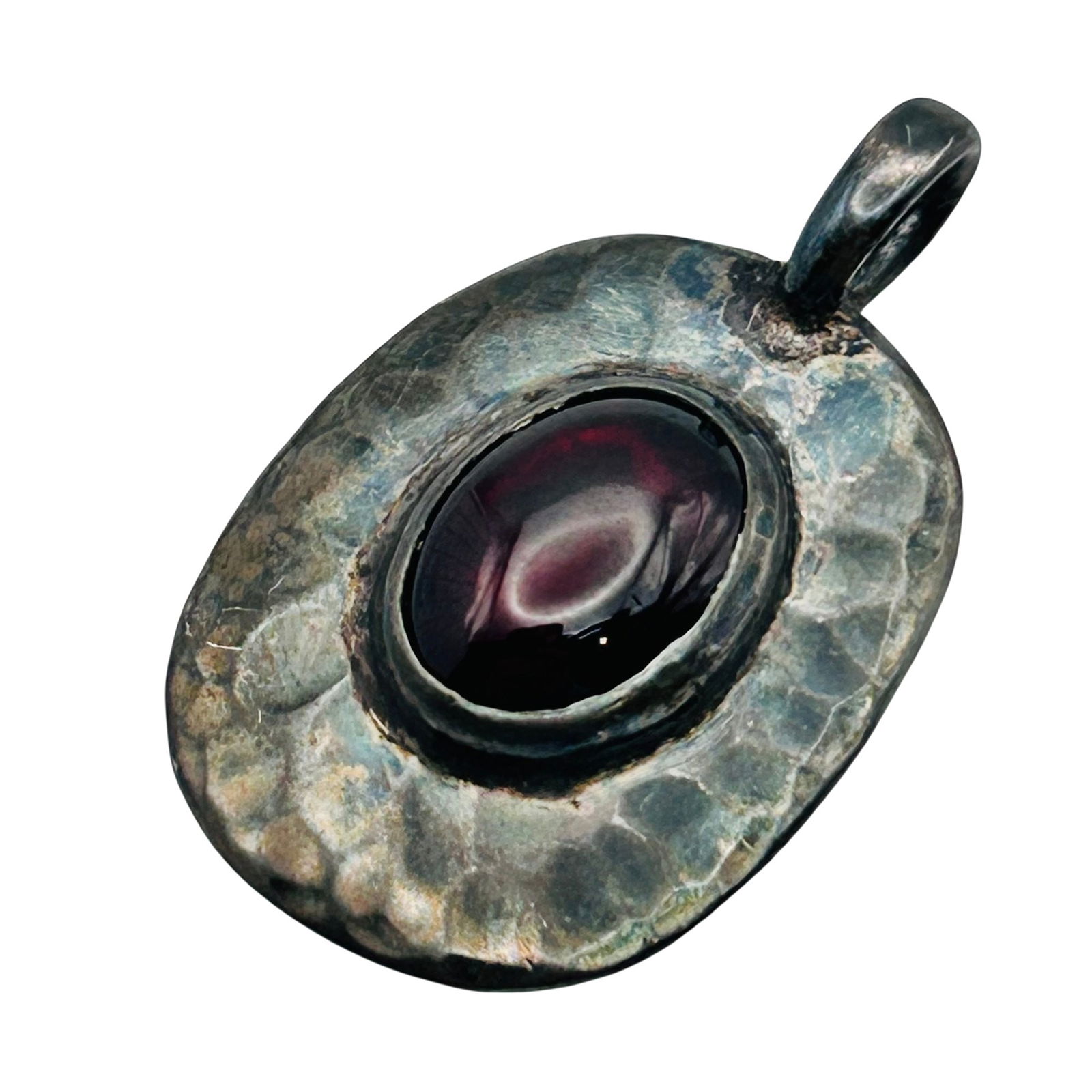 Signed Sterling Oval Garnet Pendant (1 of 6)