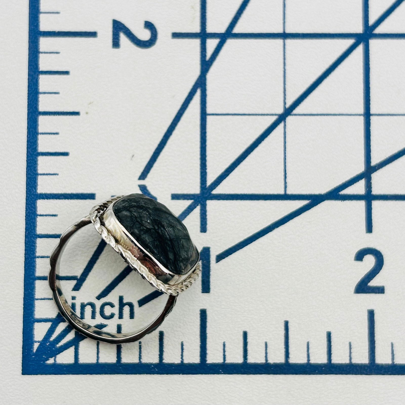 Sterling Labradorite Square Ring. Size 7 - 2