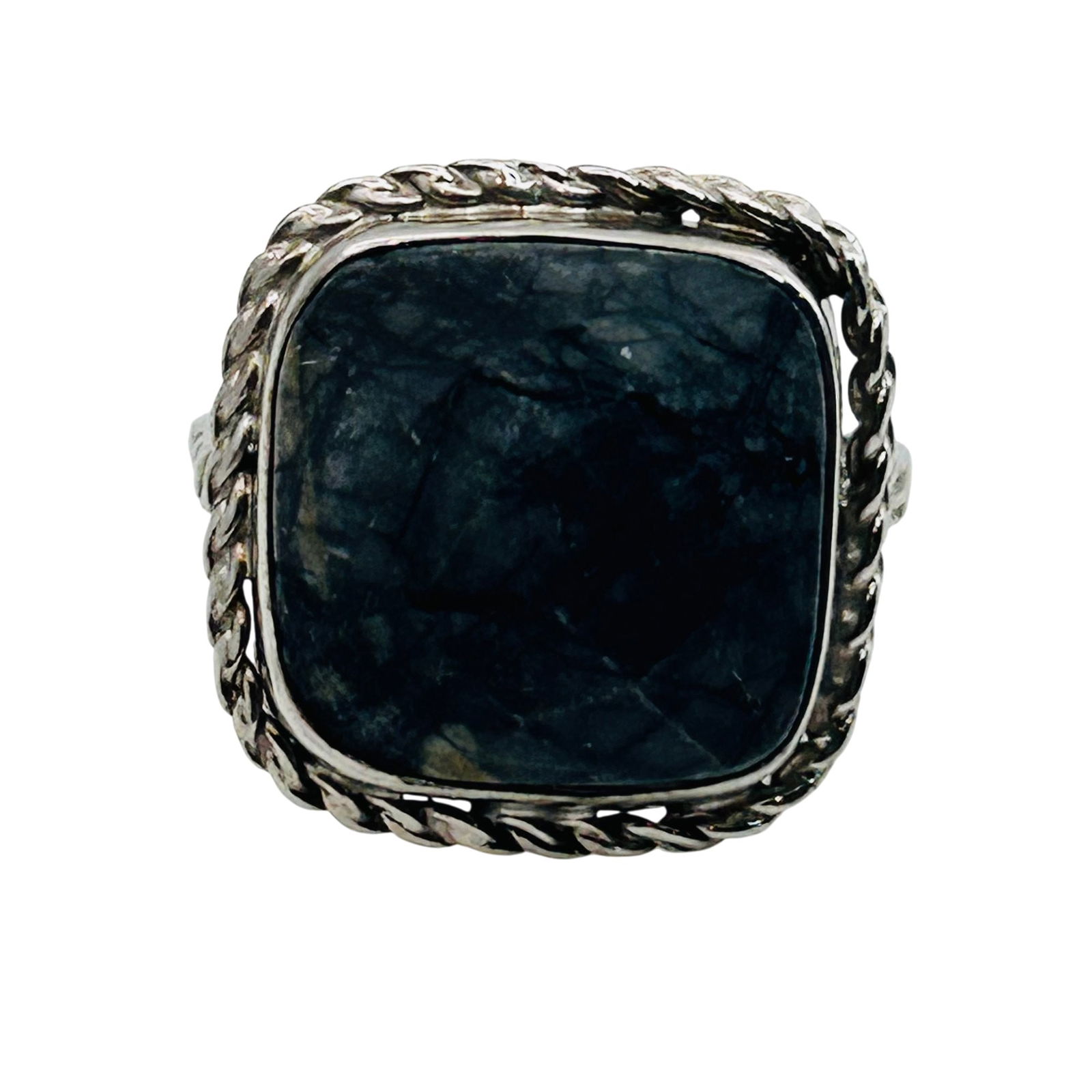 Sterling Labradorite Square Ring. Size 7 - 4