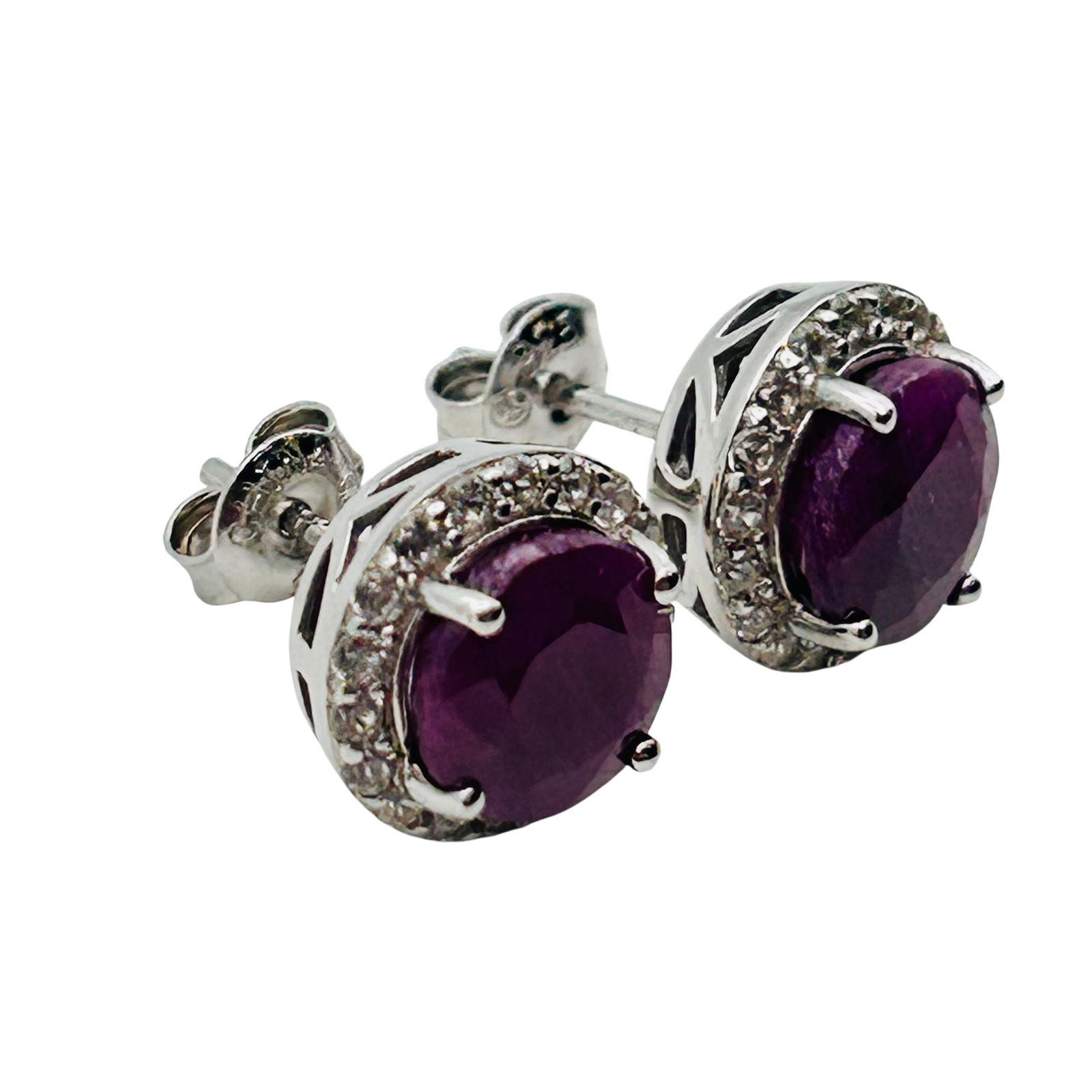 Sterling Ruby And Spinel Halo Stud Earrings (1 of 7)