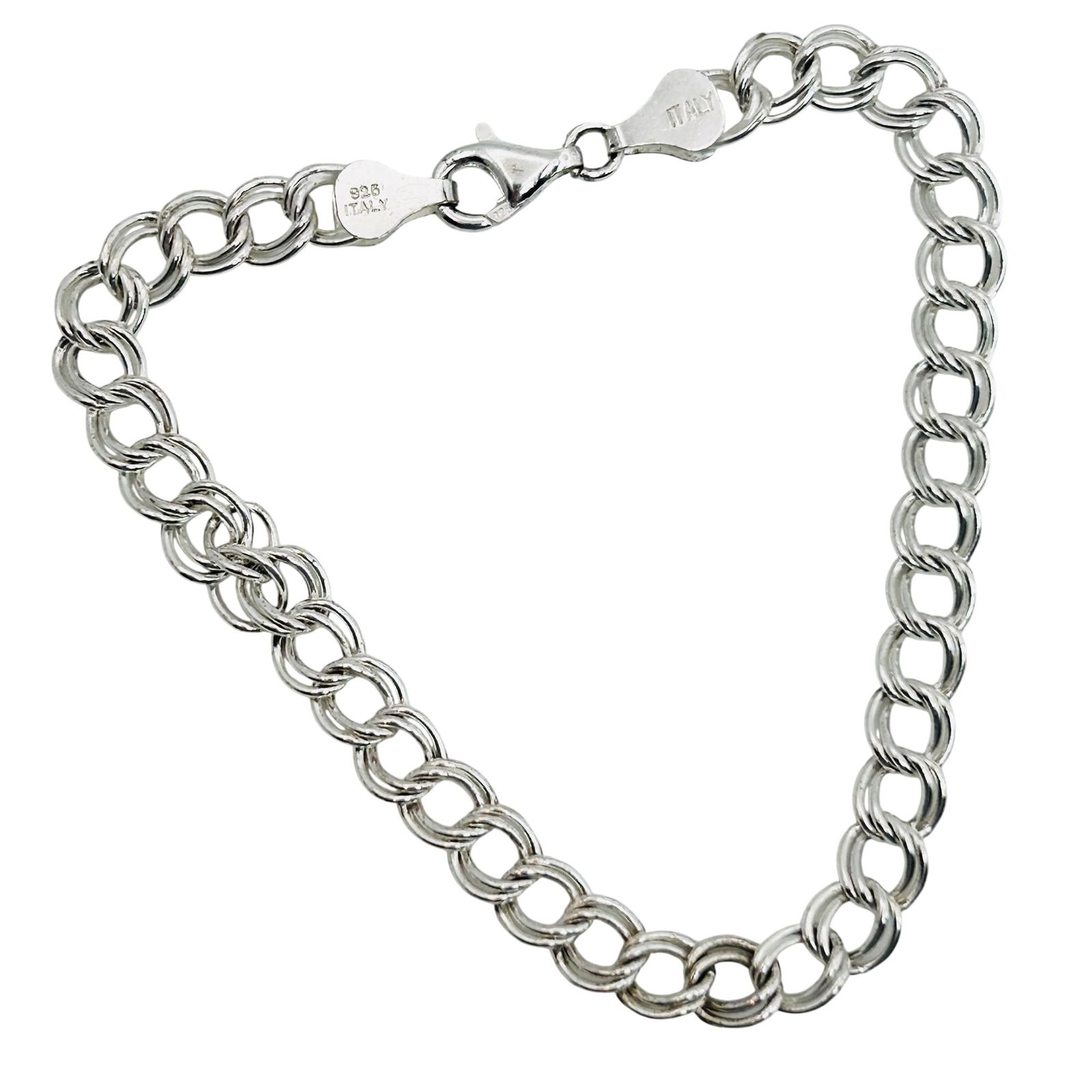 SU Italy Sterling Double Curb Chain Bracelet (1 of 7)