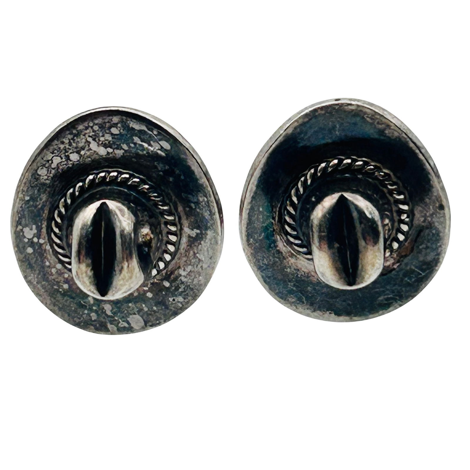 Sterling Southwest Cowboy Hat Screw Back Earrings: Sterling southwest cowboy hat screw back earrings. 7.10g