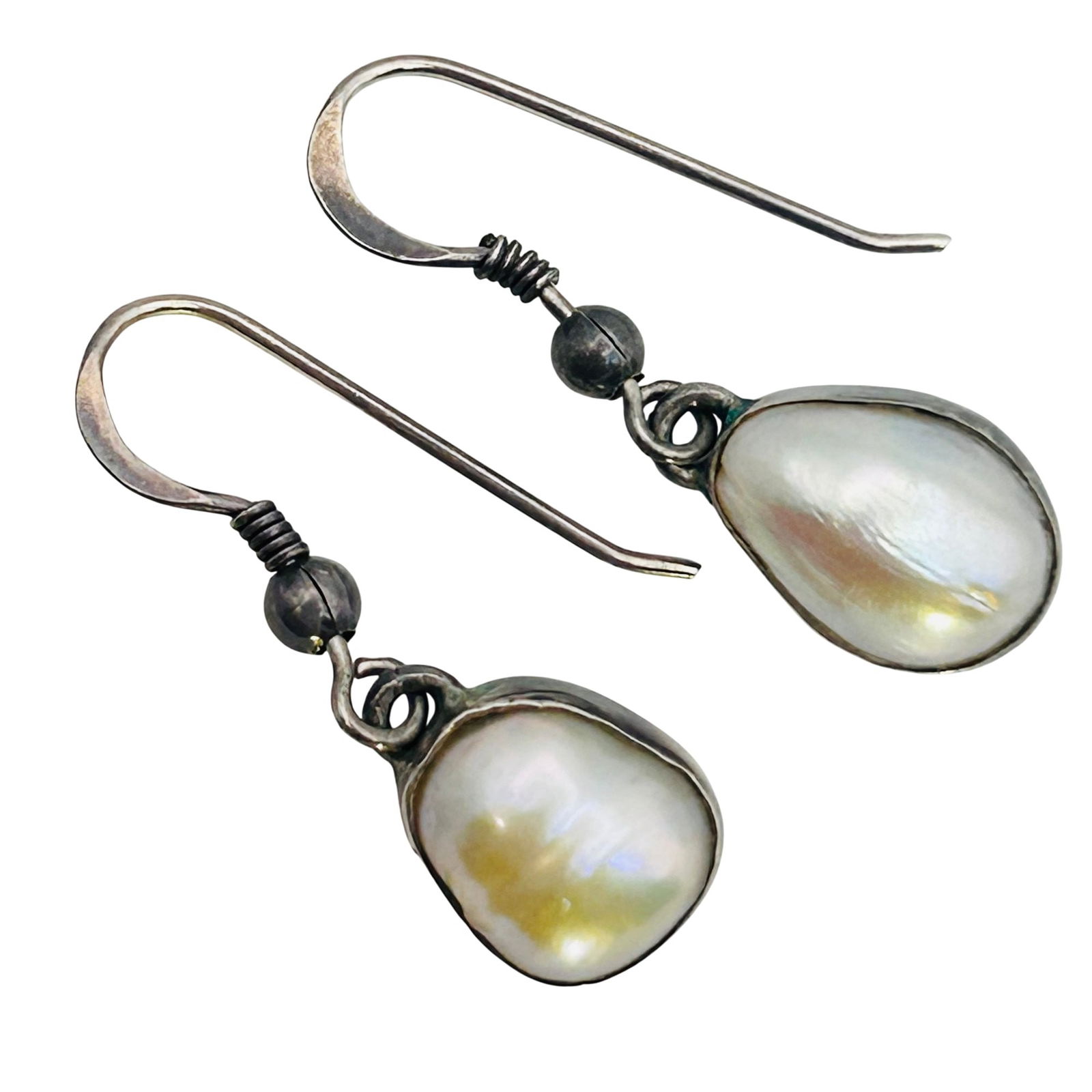 Sterling Mother Of Pearl Hook Back Earrings (1 of 6)