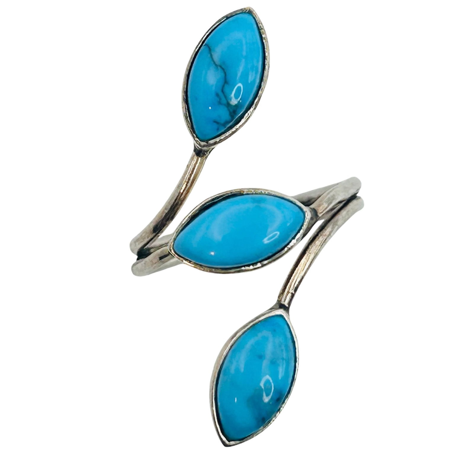 Sterling Turquoise Three Stone Ring. Size 5.5 (1 of 8)