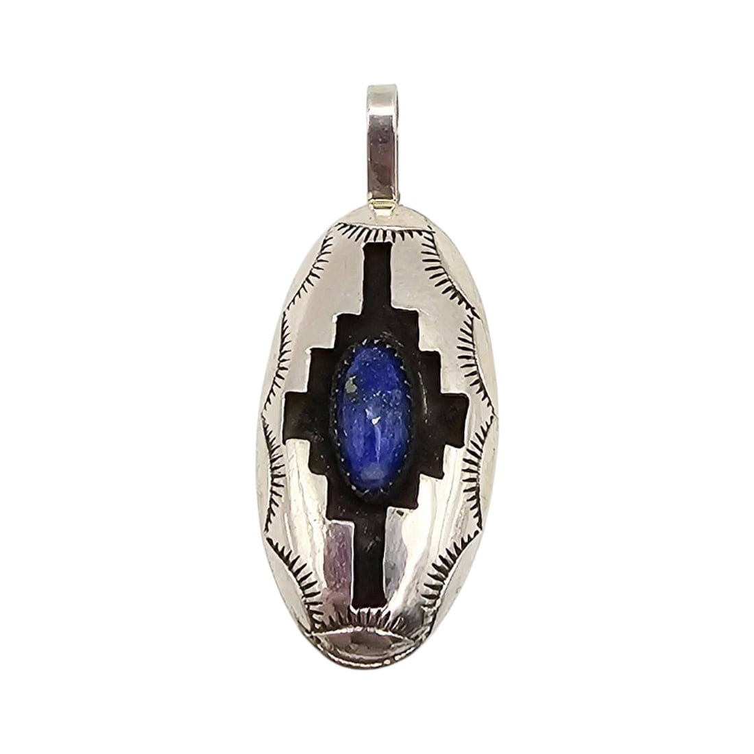 Felix Perry Navajo Handmade Silver Dark Blue Lapis Pendant (1 of 4)