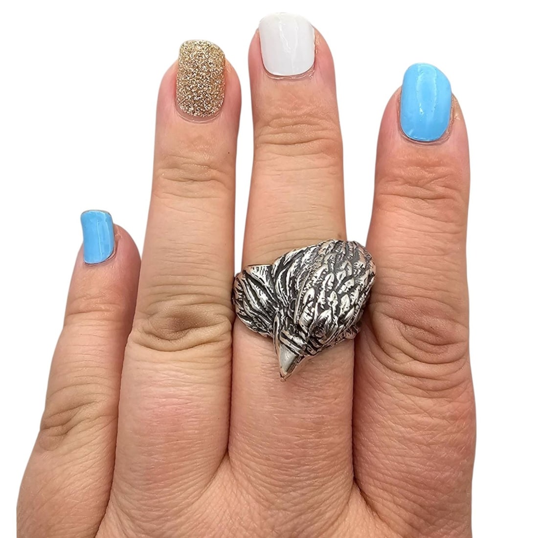 Sterling Silver Eagle Head Ring Size 10.5 - 2