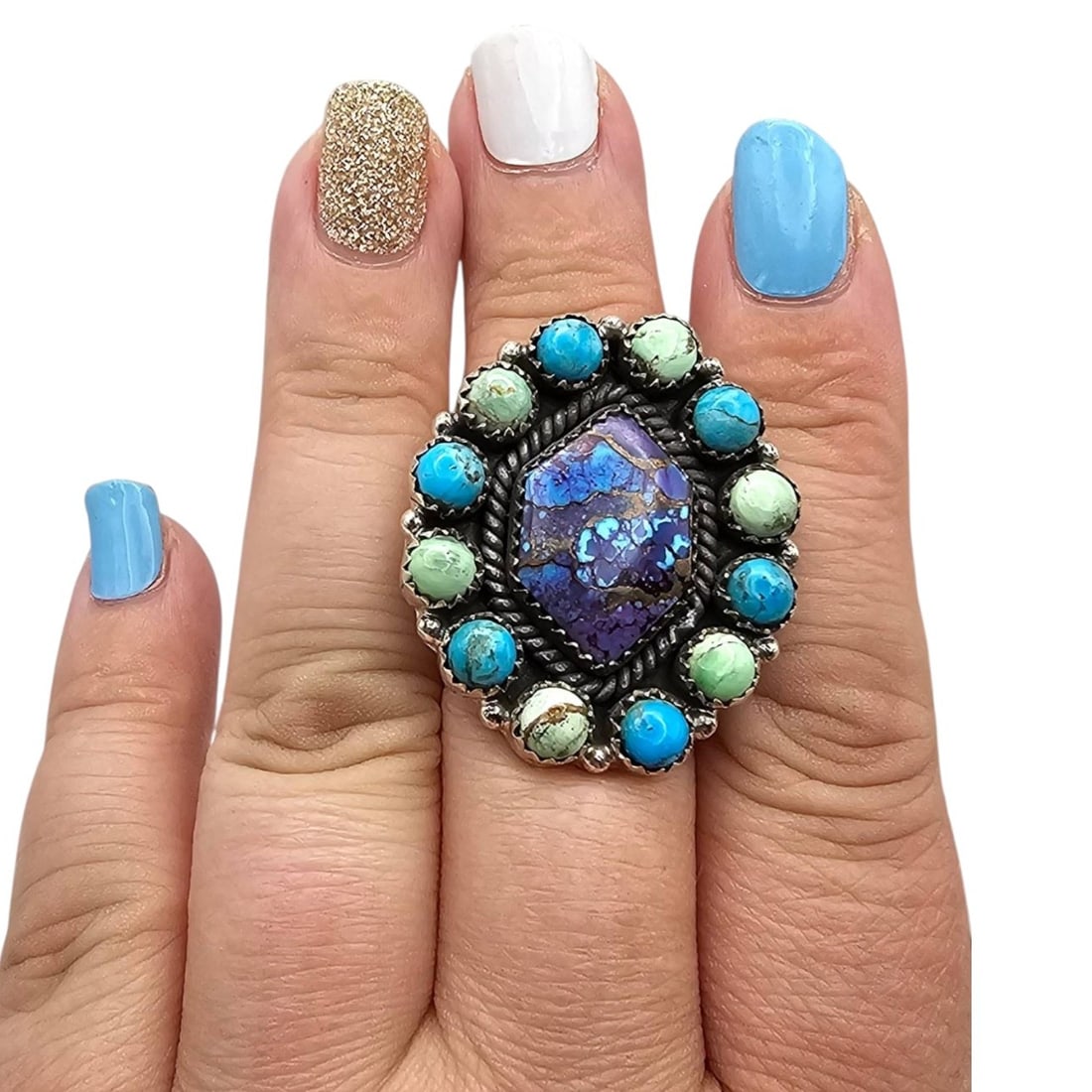 HADA Collection Multi-Stone Adjustable Sterling Silver Ring - 2