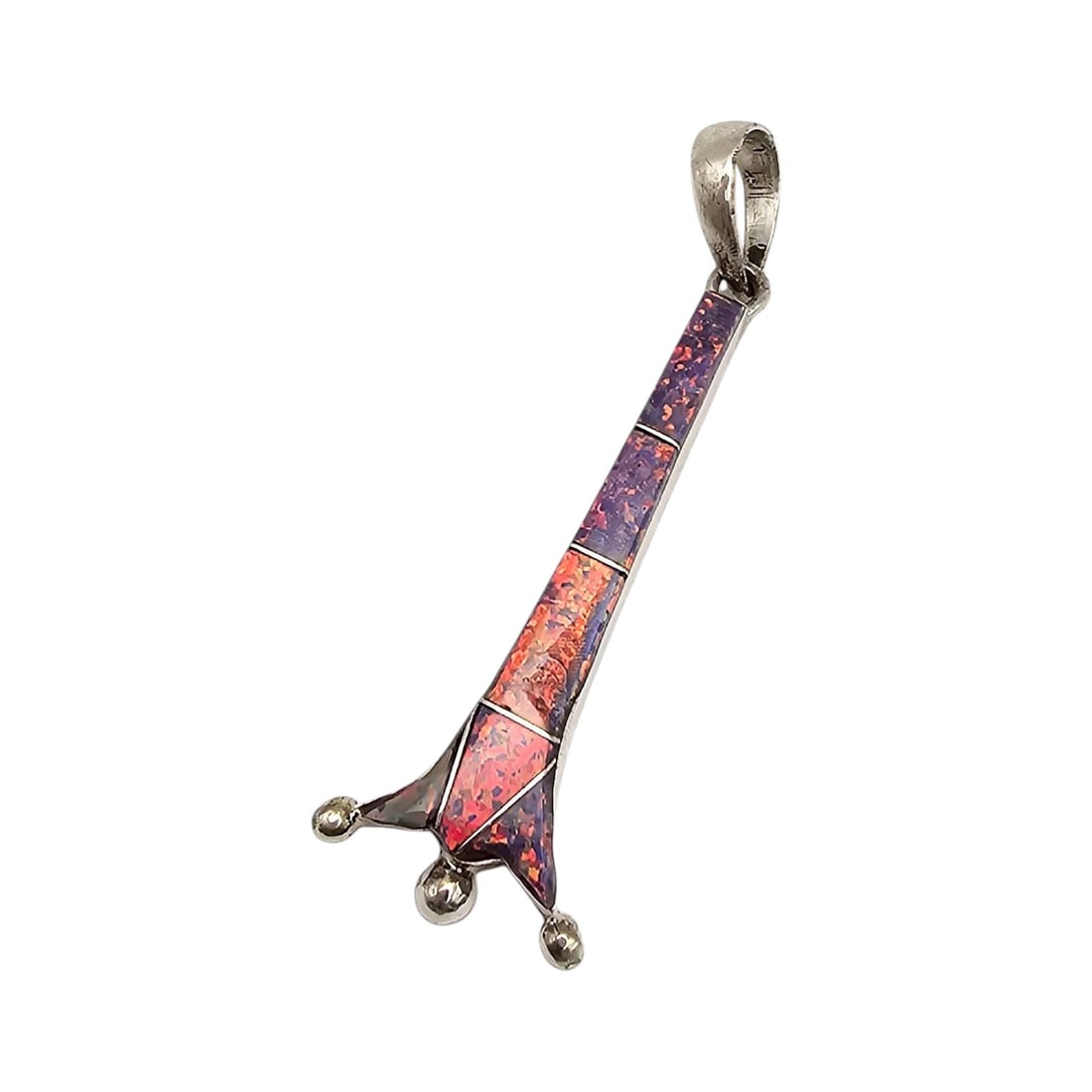 Sterling Silver Eiffel Tower Multi-Stone Inlay Pendant (1 of 4)