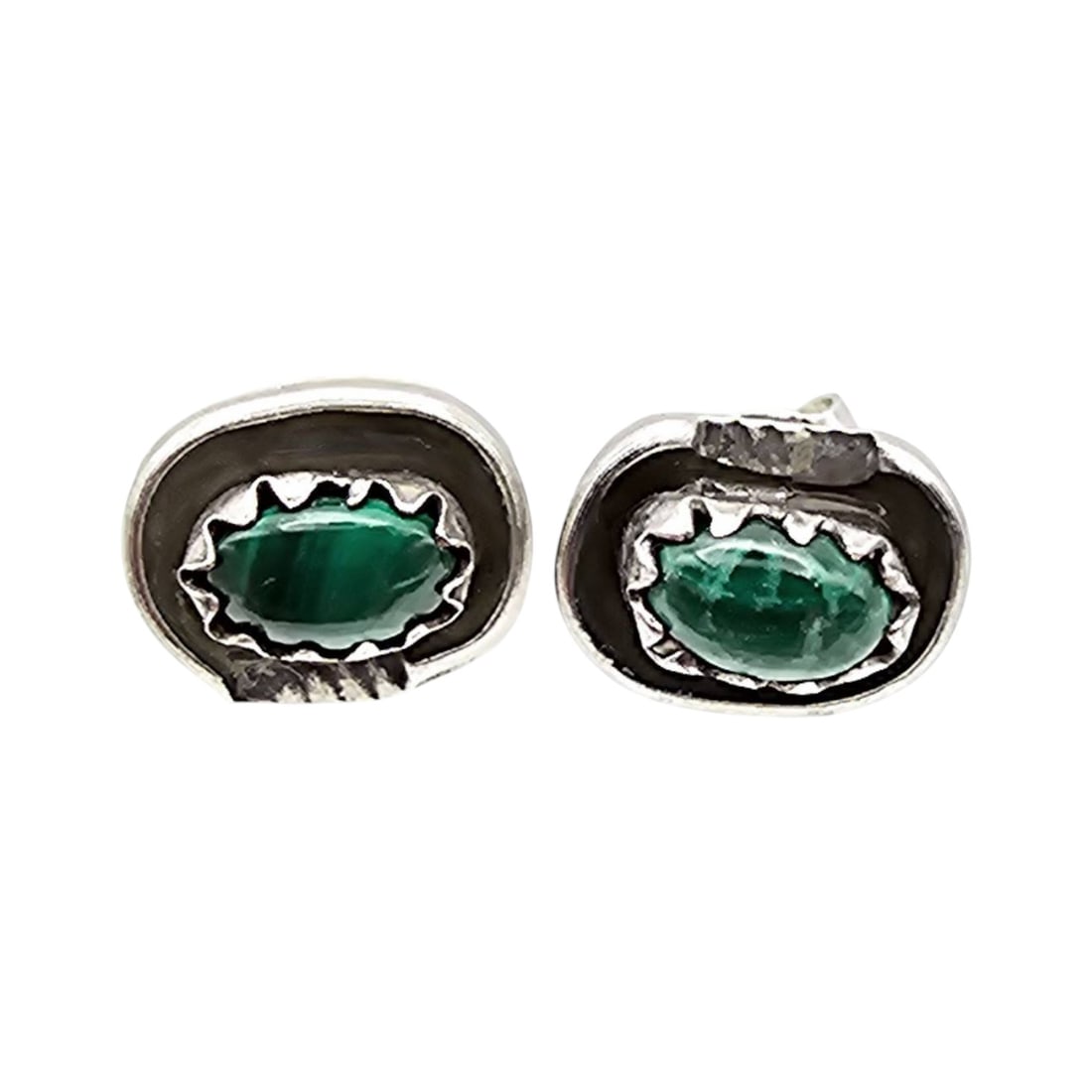 Roselene Joe Navajo Sterling Silver Malachite Earrings (1 of 4)