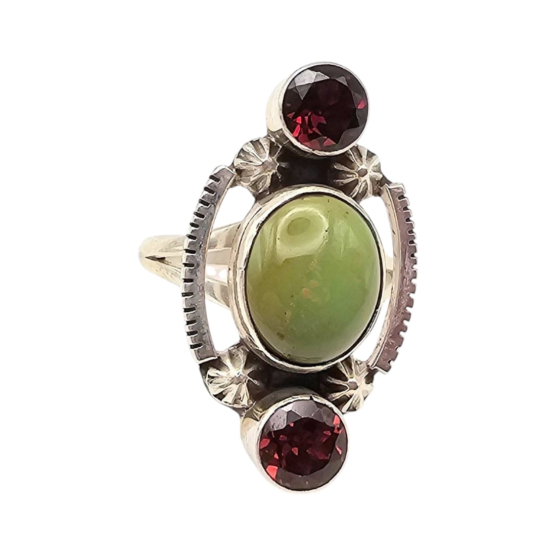 Sterling Silver Multi-Stone Ring With Turquoise Garnet Stones Size 8.75 (1 of 4)