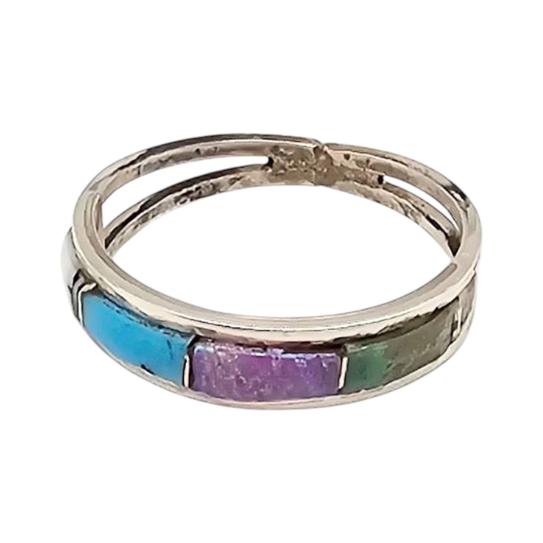 Debbie Livingston Navajo Handmade Sterling Silver Multi-Stone Ring Size 7 (1 of 4)