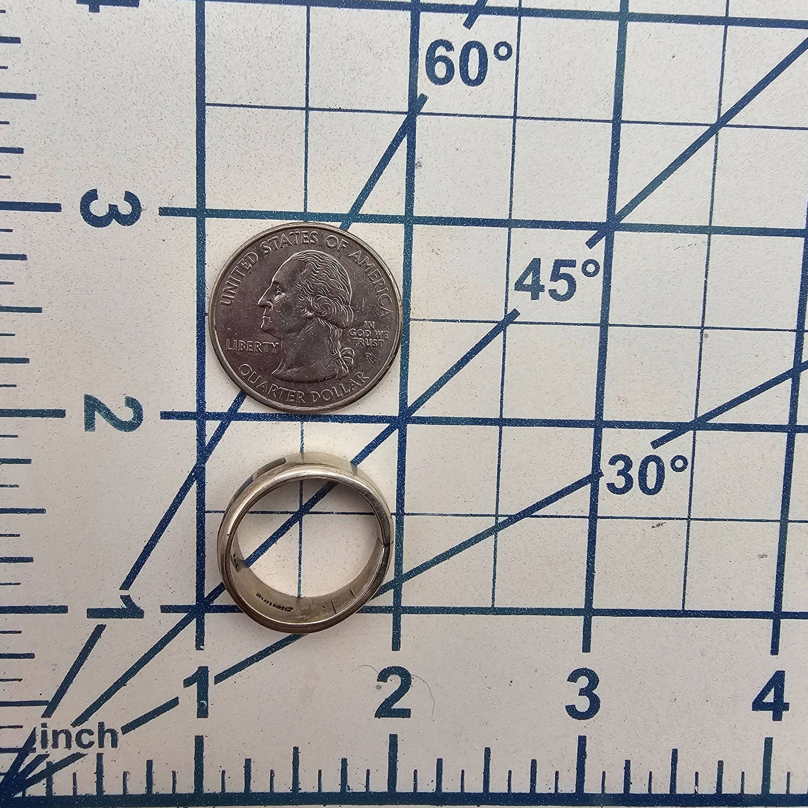 Sterling Silver Blue Inlay Ring Size 7.25 - 4