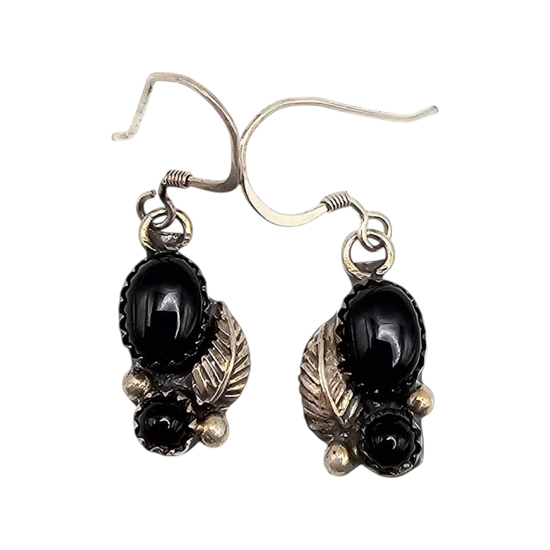 Richard Begay Navajo Sterling Silver Onyx Drop Earrings (1 of 4)