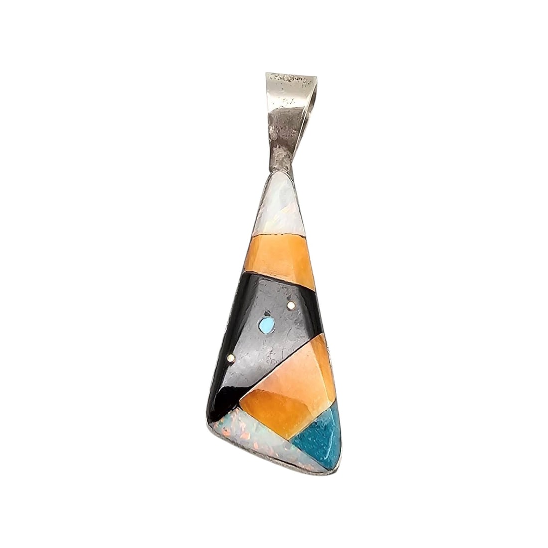 Navajo Germane Smith Handmade Sterling Silver Multi-Stone Pendant (1 of 4)