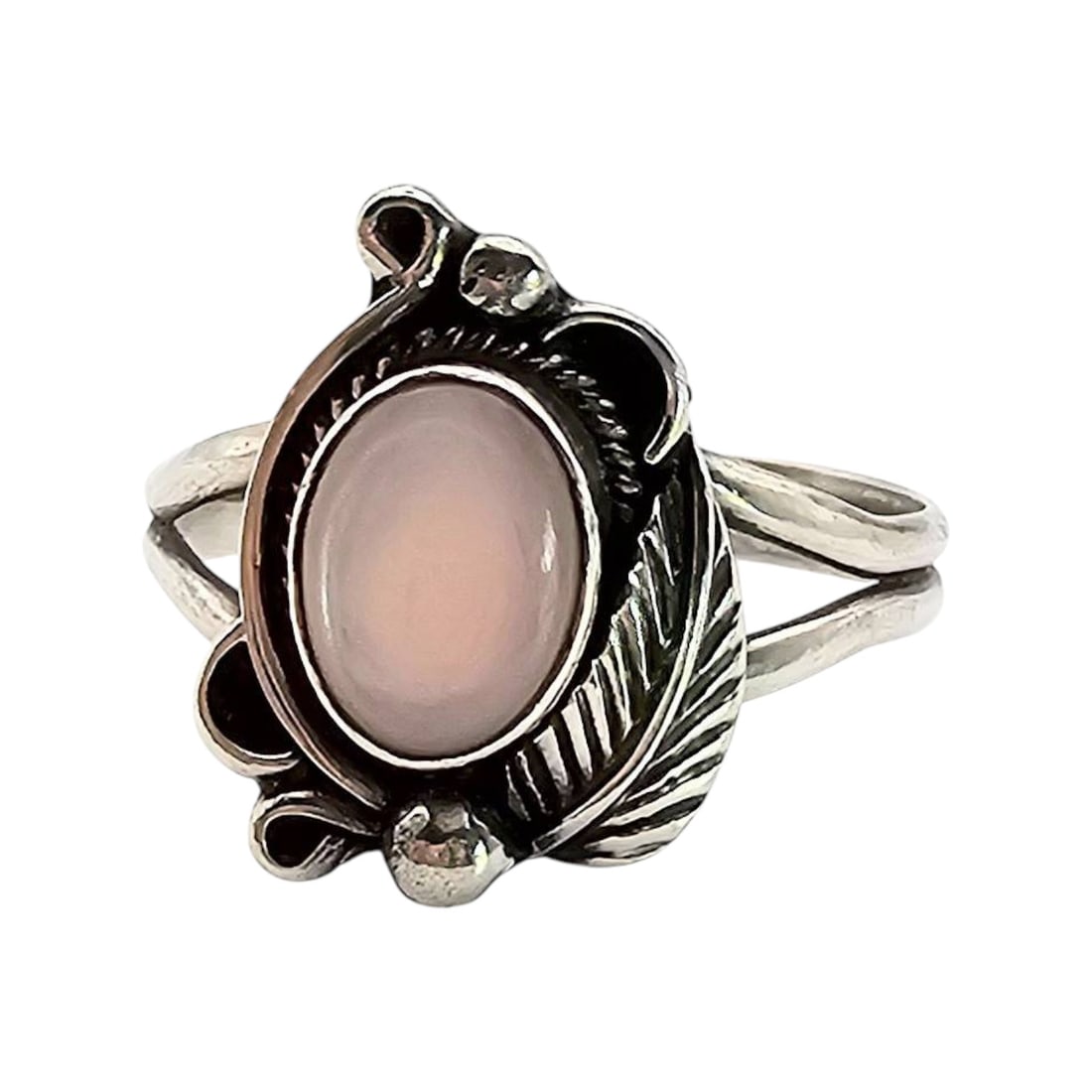 Navajo Signed Sterling Silver Mother-of-Pearl Ring Size 8.5 (1 of 4)
