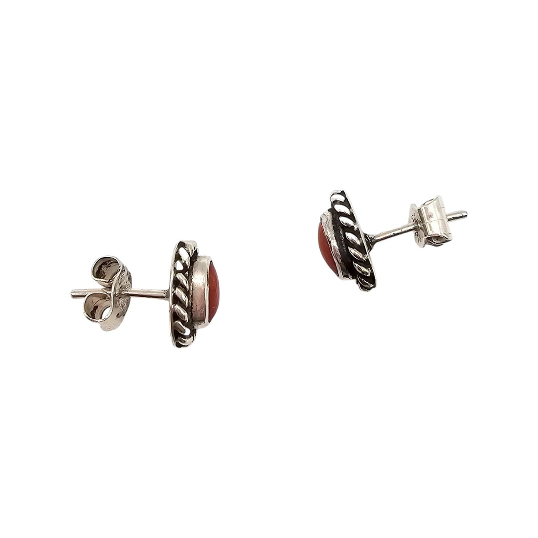 Navigo Sterling Silver Coral Post Earrings - 3