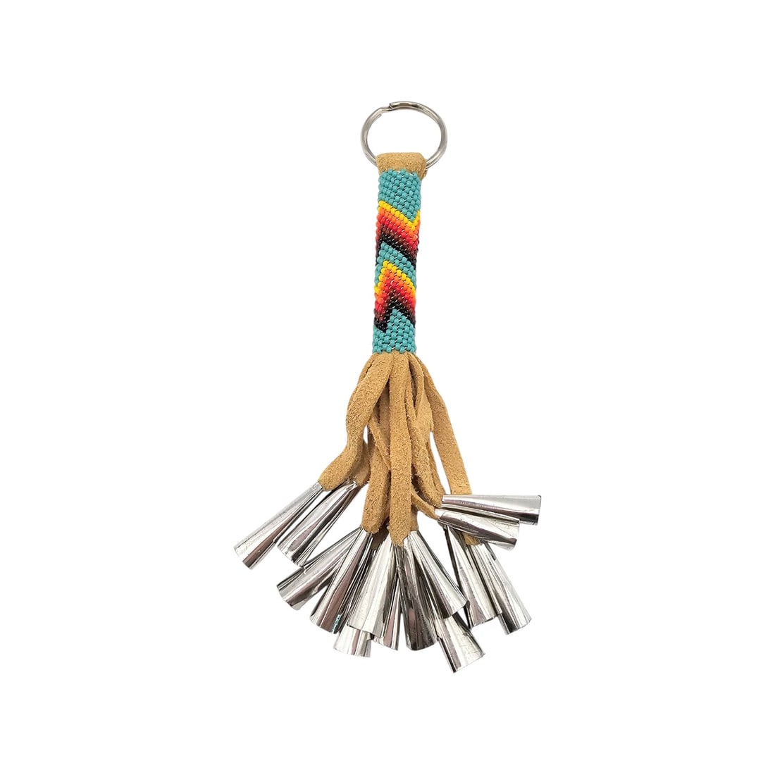 Native Leather Micro Beadwork Metal Cones Key Chain (1 of 4)