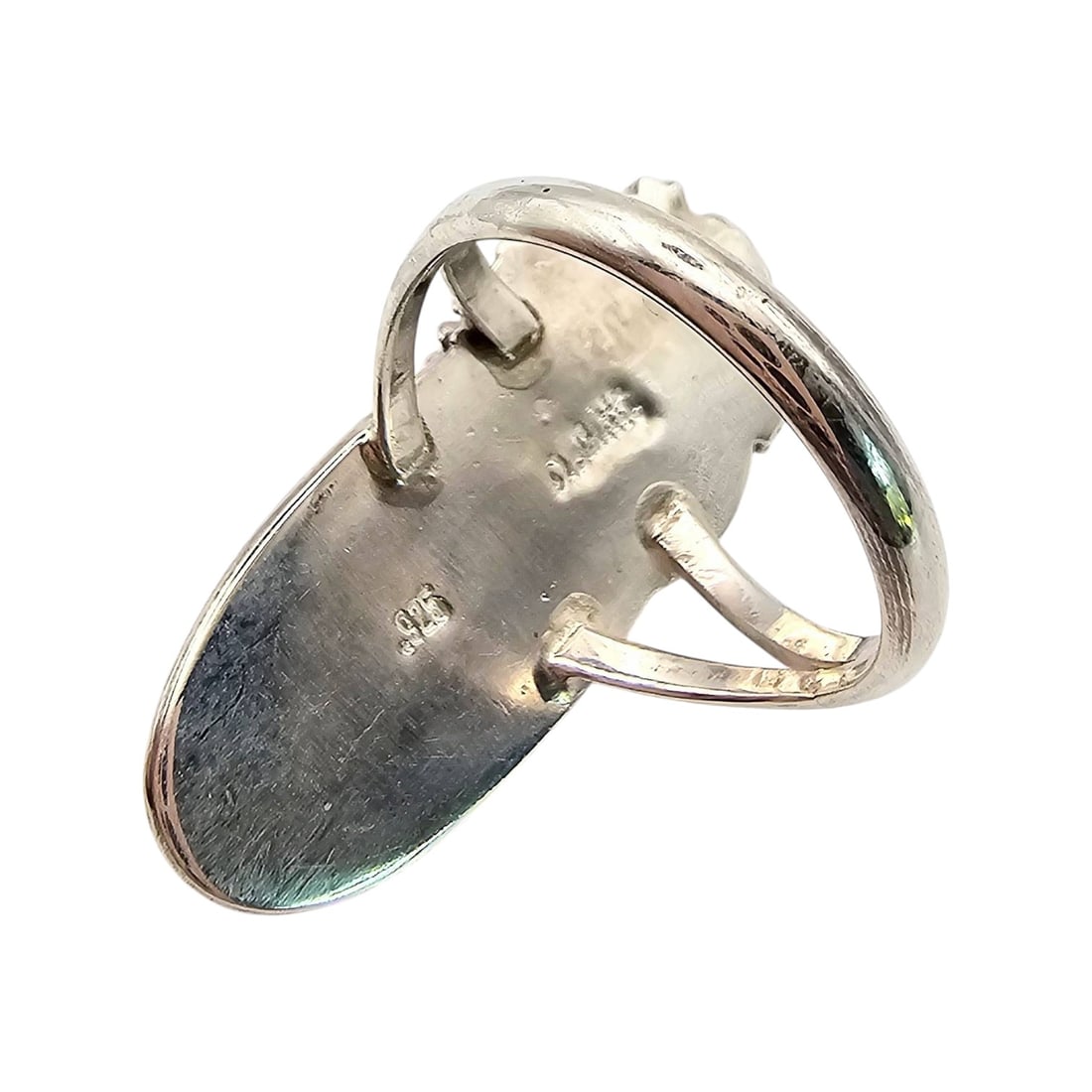 Signed Sterling Silver Turquoise Ring Size 7.5 - 3