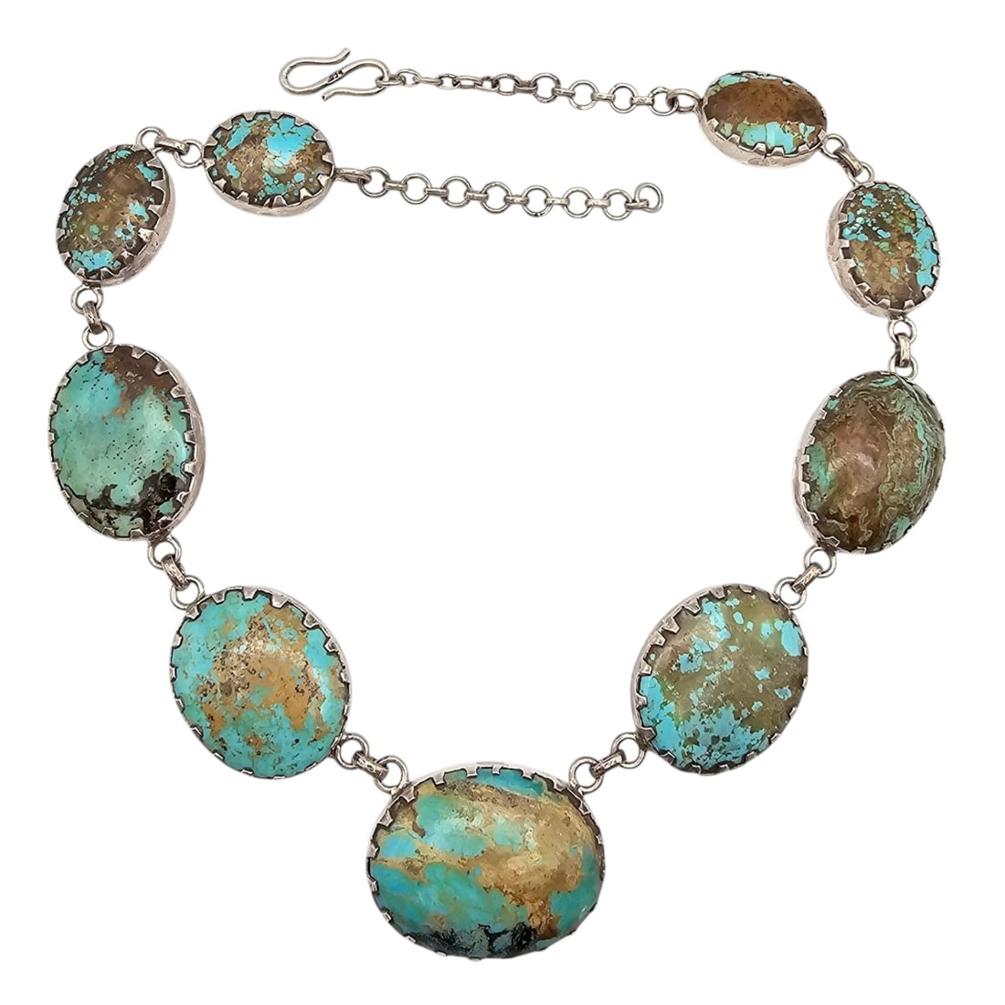Southwestern Turquoise Sterling Silver Necklace with Adjustable Chain (1 of 5)