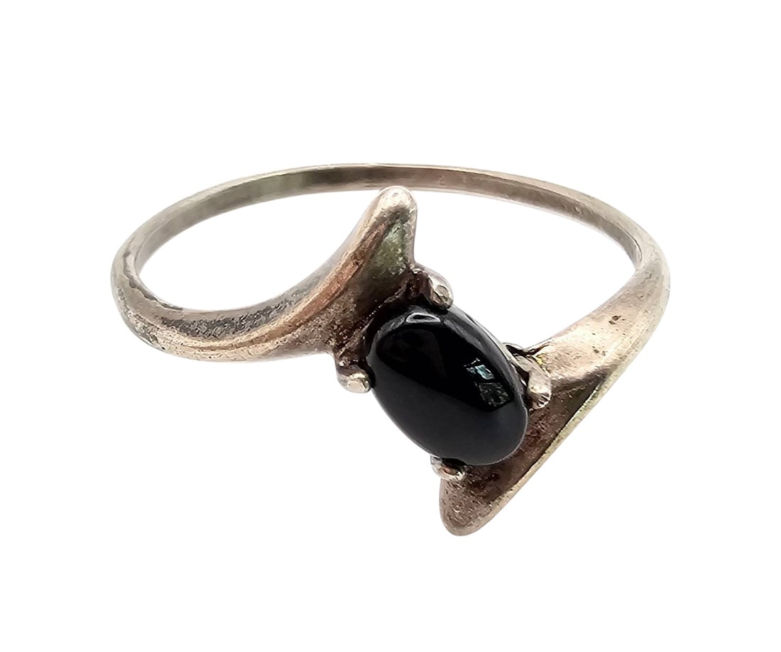Old Carlisle Company Sterling Silver Onyx Ring Size 7.75 (1 of 4)