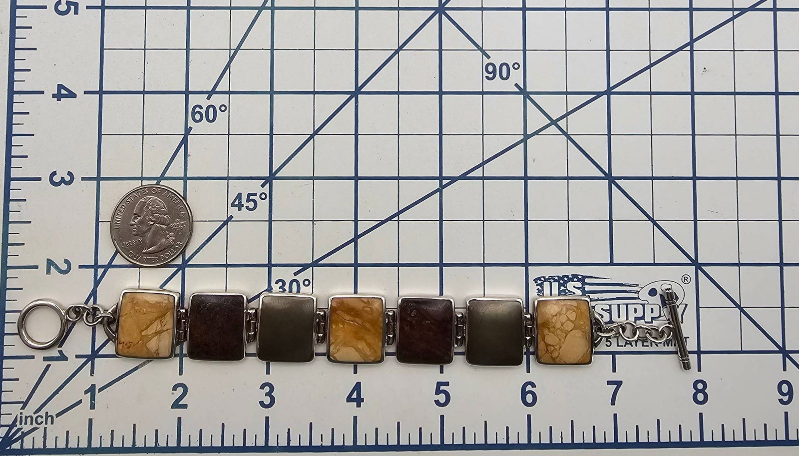 Silpada Sterling Silver Multi-Stone Toggle Bracelet - 5