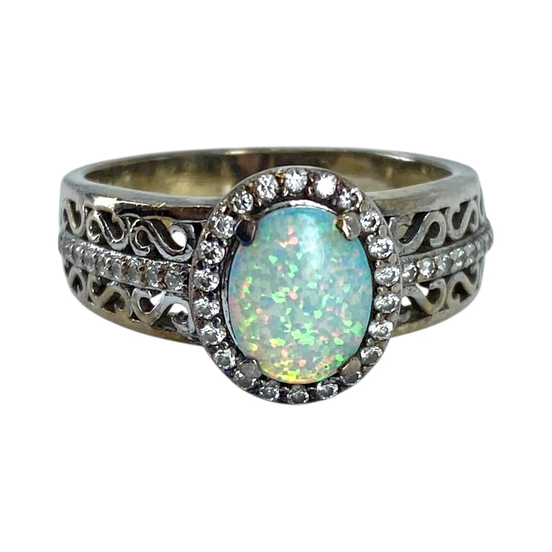 Sterling Opal Oval Vintage Ring 5g sz 7.5 (1 of 5)