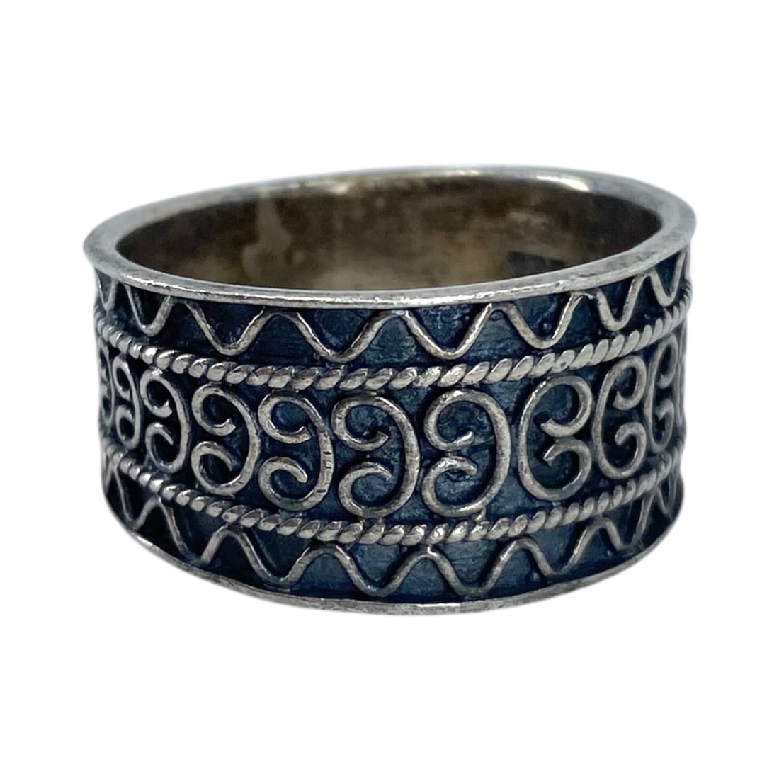 Signed Sterling Scroll Ring 7g sz 9 (1 of 5)