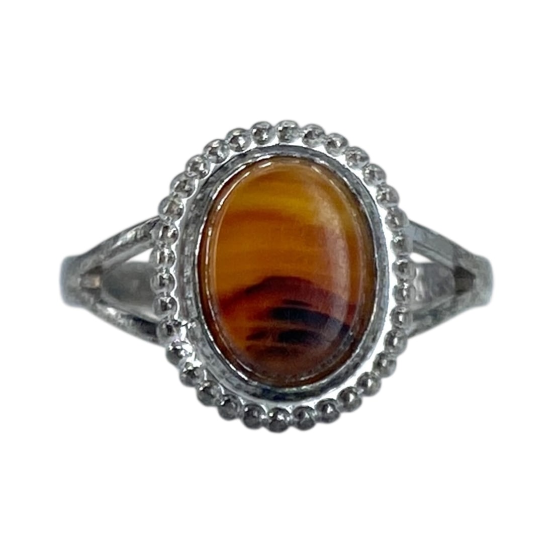 Signed Sterling Red Agate Oval Ring 2g sz 2.75 (1 of 5)