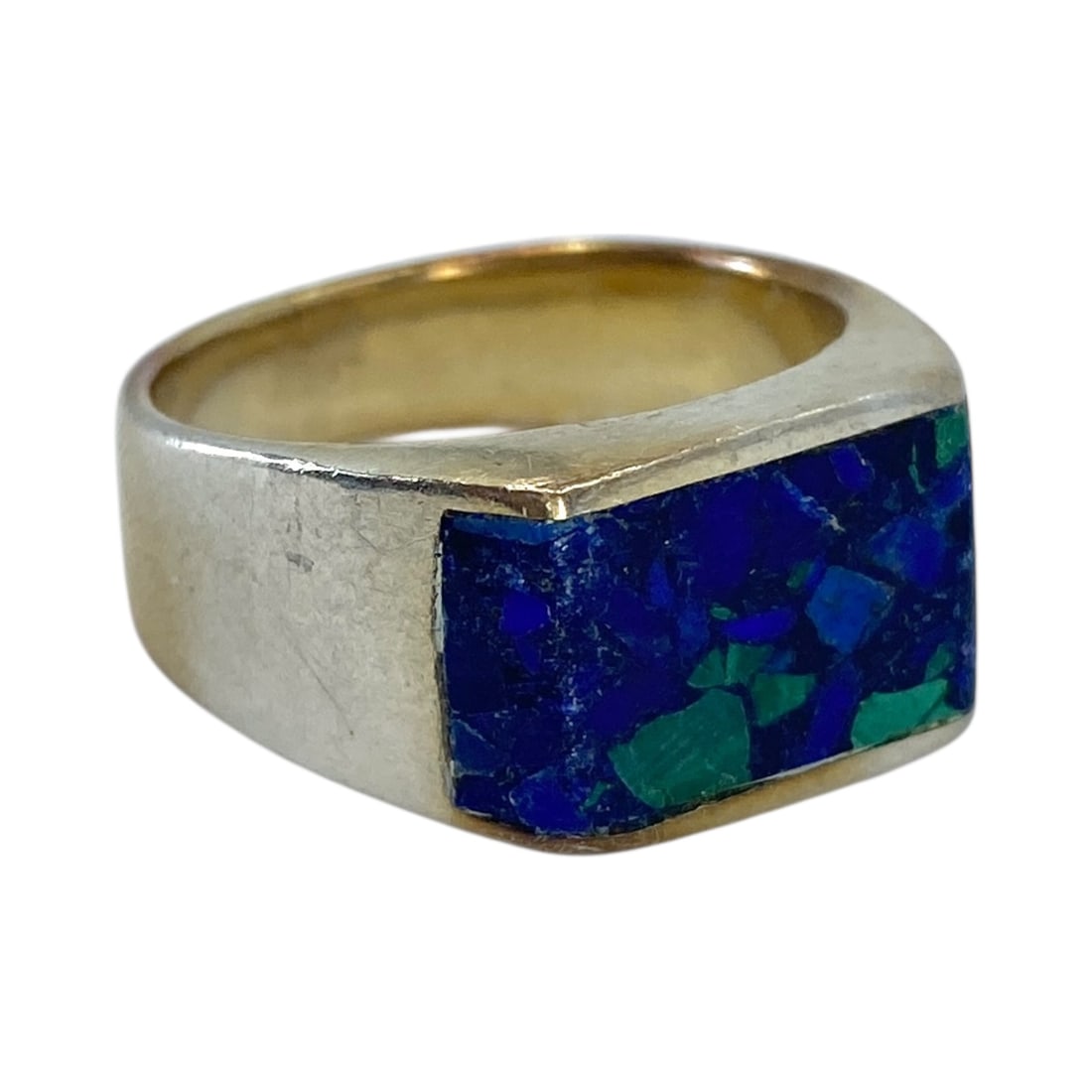 Sterling Crushed Multistone Rectangular Ring 10.12g sz 9 - 2