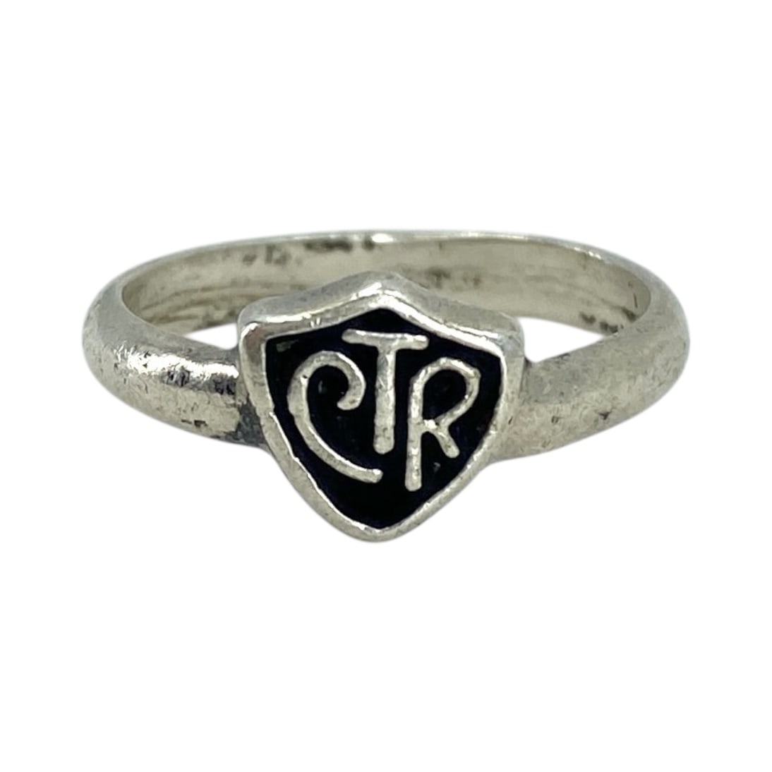 Sterling CTR Shield Ring 2g sz 3.75: Sterling CTR Shield Ring 2g sz 3.75 Engraved LDS 4