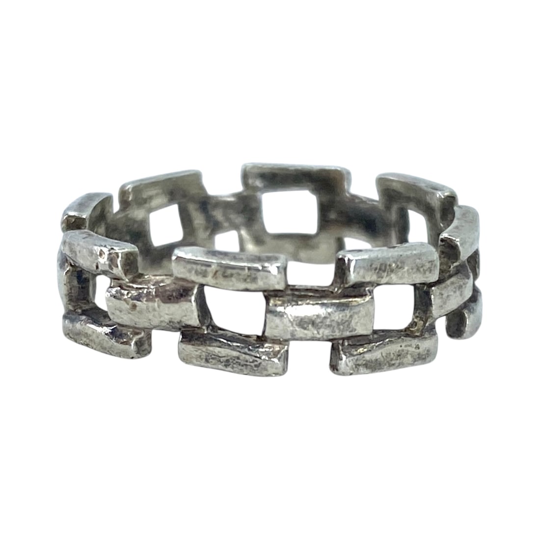 Sterling Square Link Chain Band 3g sz 6.5 (1 of 5)