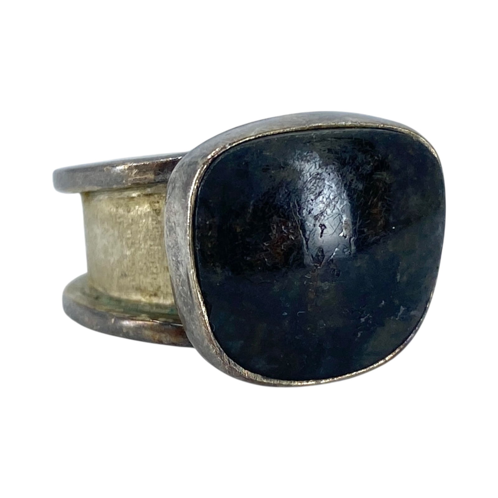 Sterling Black Jade Oversized Ring 8.01g sz 7 (1 of 5)