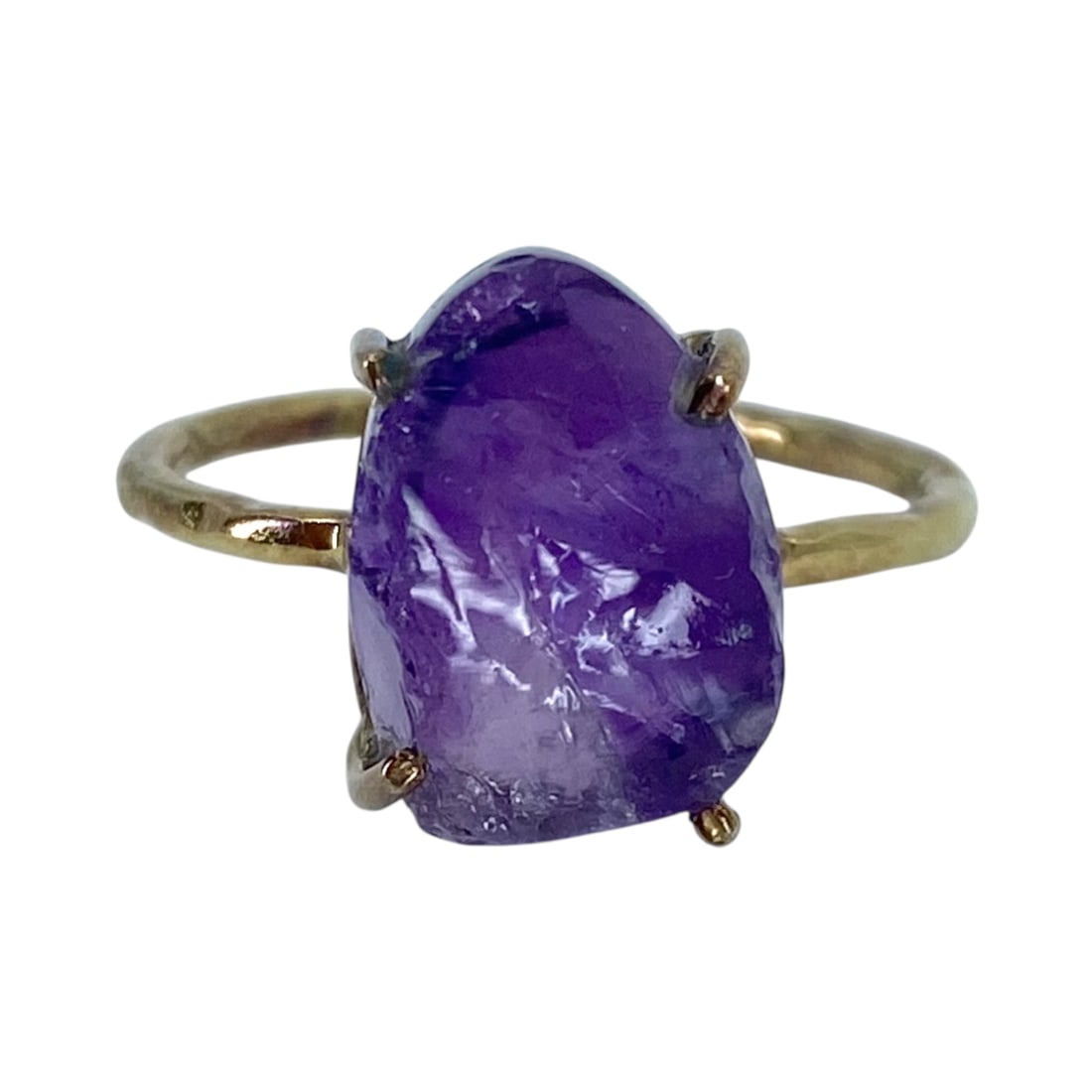Gold over Sterling Raw Amethyst Cut Ring 3.53g sz 9.75 (1 of 6)