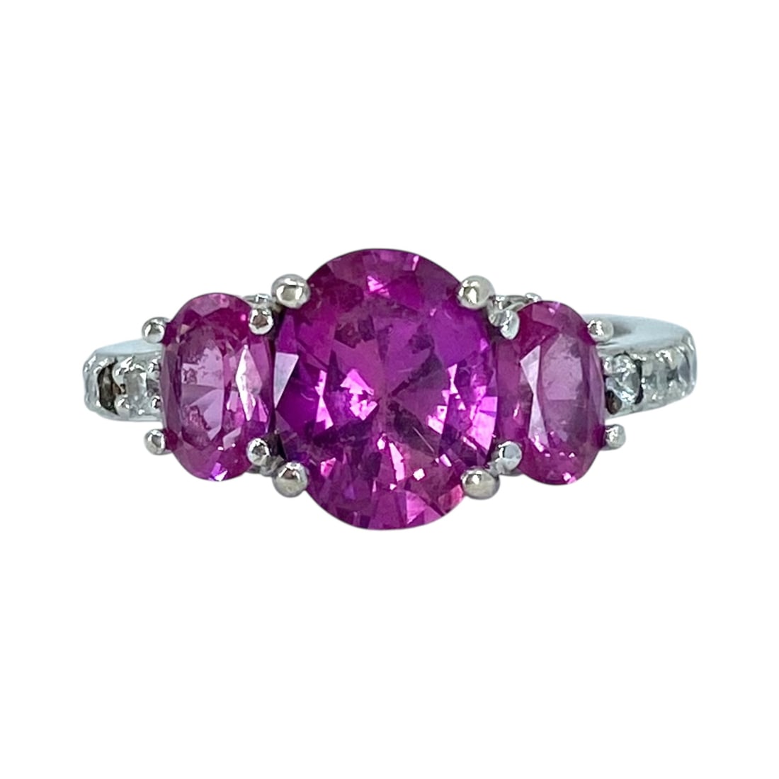 Sterling Multistone Oval Cocktail Ring 4g sz 4.5 (1 of 7)