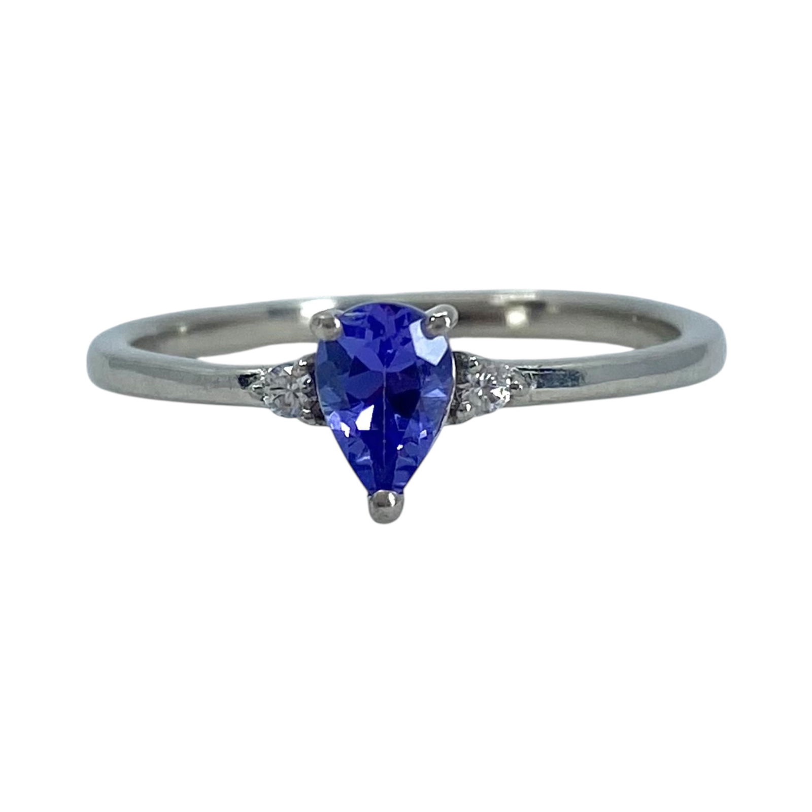 DJoy Sterling Multistone Pear Dainty Ring 2g sz 7.75: DJoy Sterling Tanzanite Pear and Colorless Topaz? Dainty Ring 2g sz 7.75 Engraved 925 DJoy