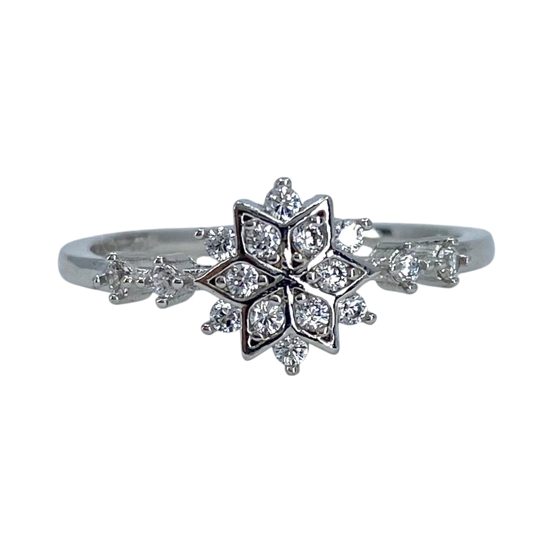 Sterling Rhinestone Snowflake Ring 2g sz 8.5 (1 of 5)