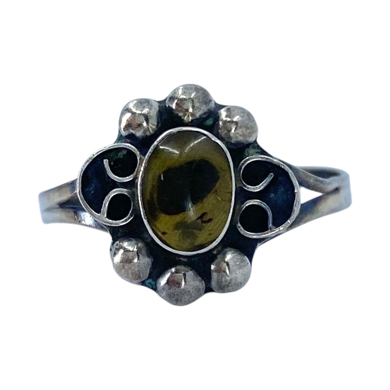Sterling Amber Oval Vintage Ring 1.2g sz 6 (1 of 5)