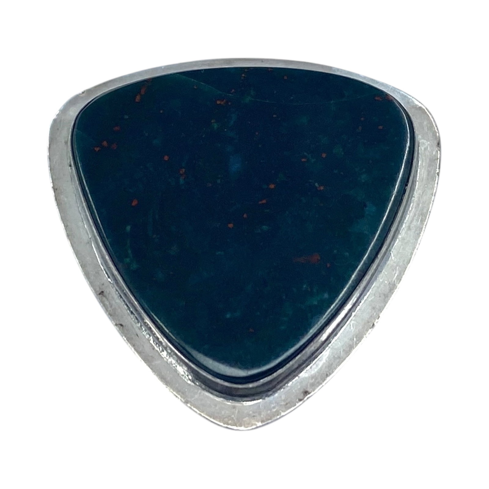 Sterling Bloodstone Large Triangle Brooch 15g (1 of 3)