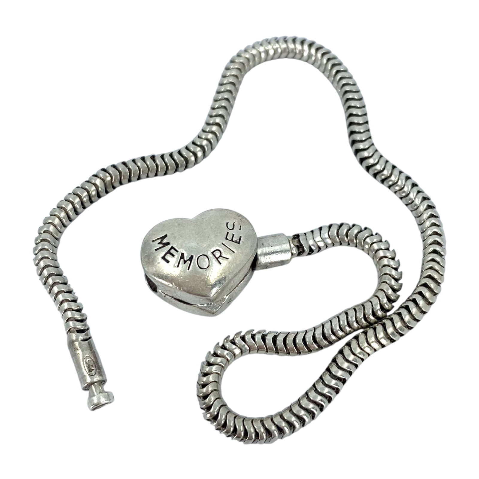 Memories Sterling Snake Chain Bracelet 11g: Memories Sterling Snake Chain Bracelet 11g 9in. Engraved MA Italy 925