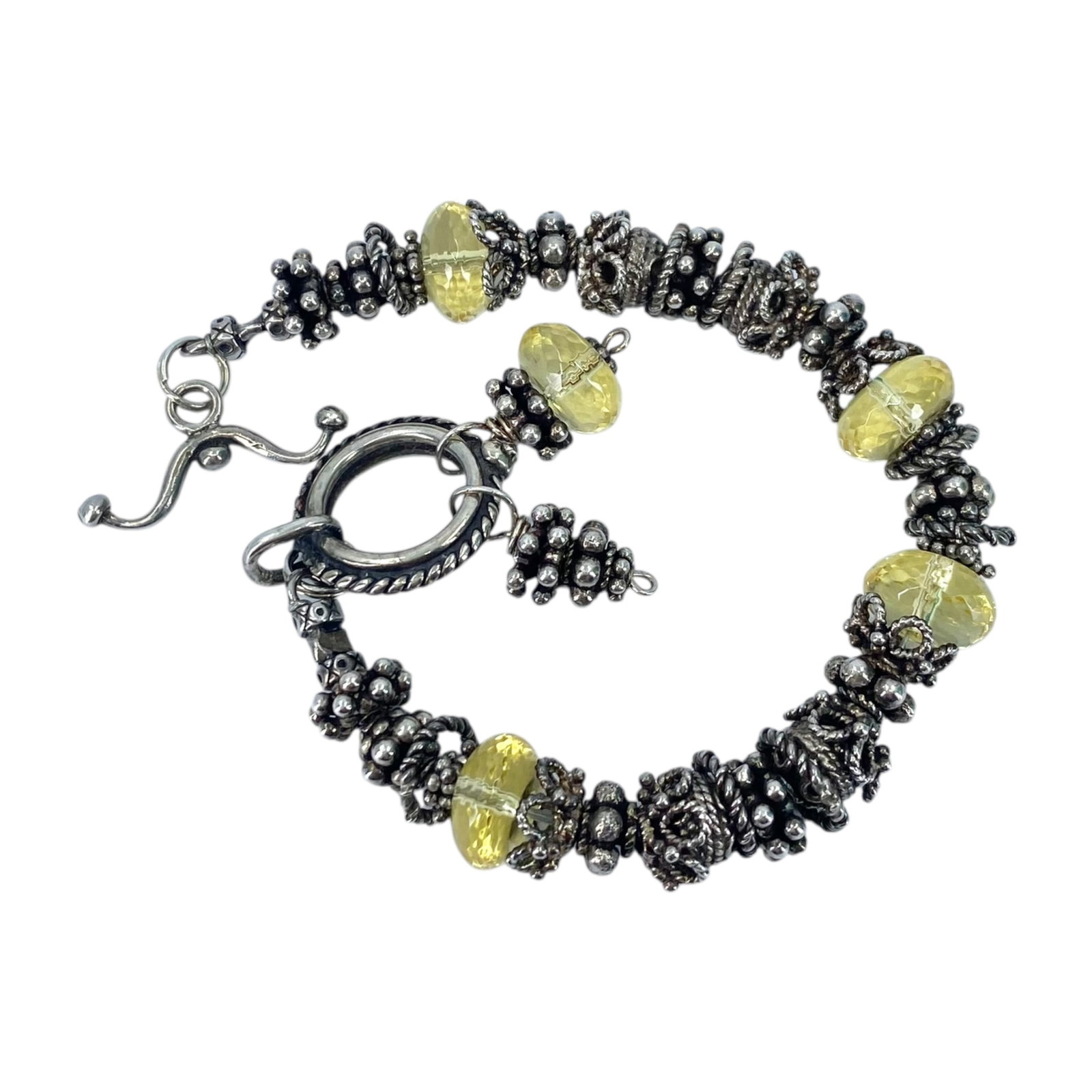 Sterling Chunky Bead Toggle Clasp Bracelet 40g (1 of 4)