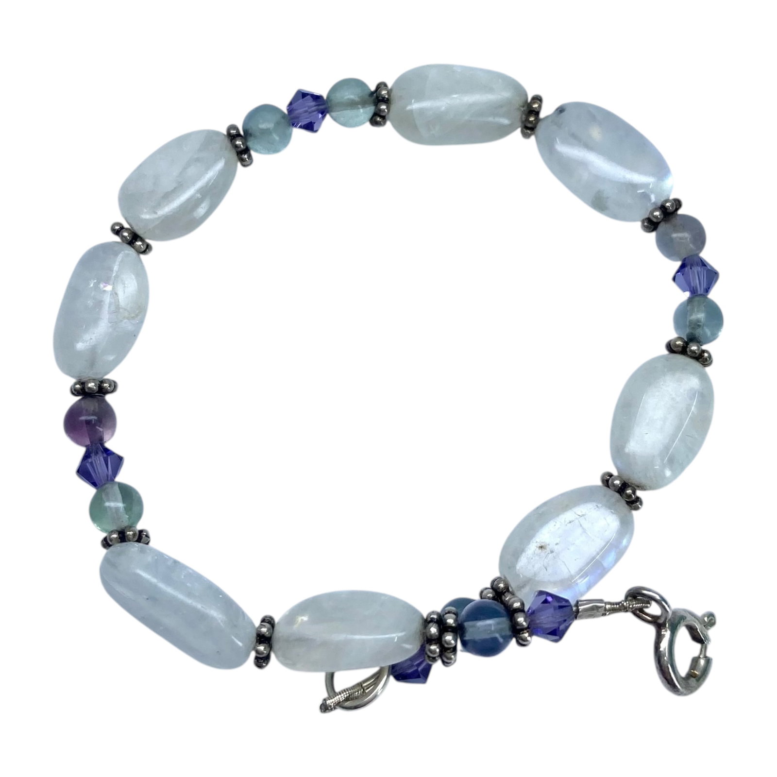 Sterling White Glass Bead Bracelet 9.3g (1 of 5)