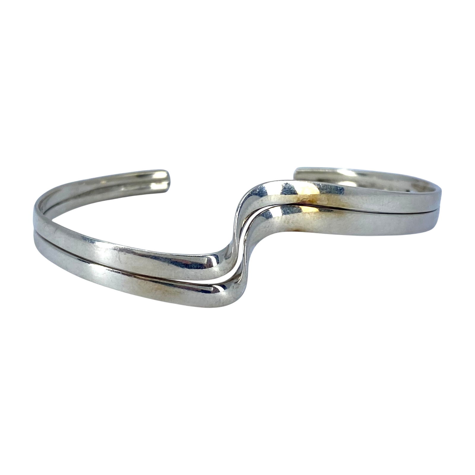 Sterling Modern Wave Bangle Bracelet 13g (1 of 4)