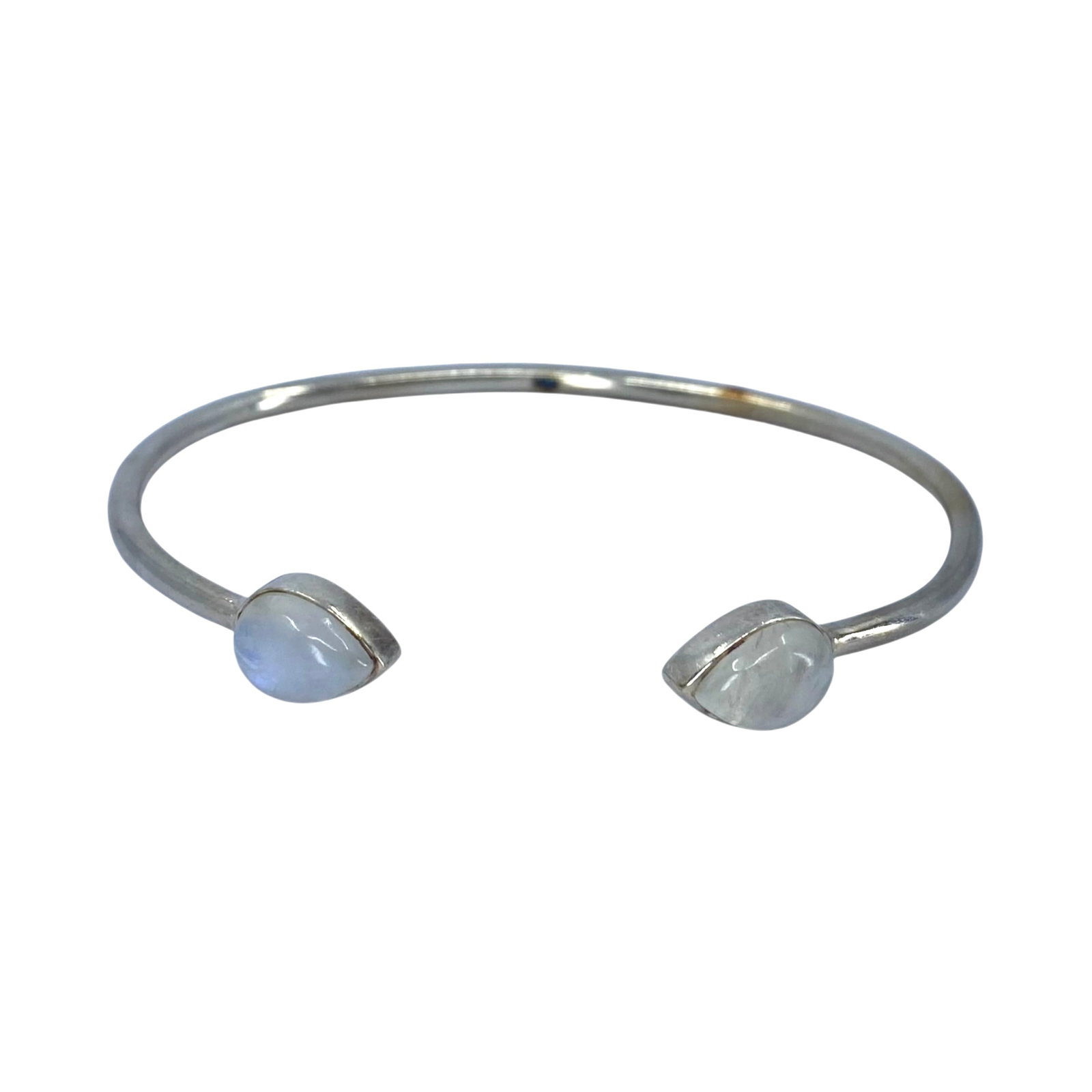 Sterling Moonstone Open Bangle 9.4g: Sterling Moonstone Open Bangle 9.4g 6.75in Engraved 925