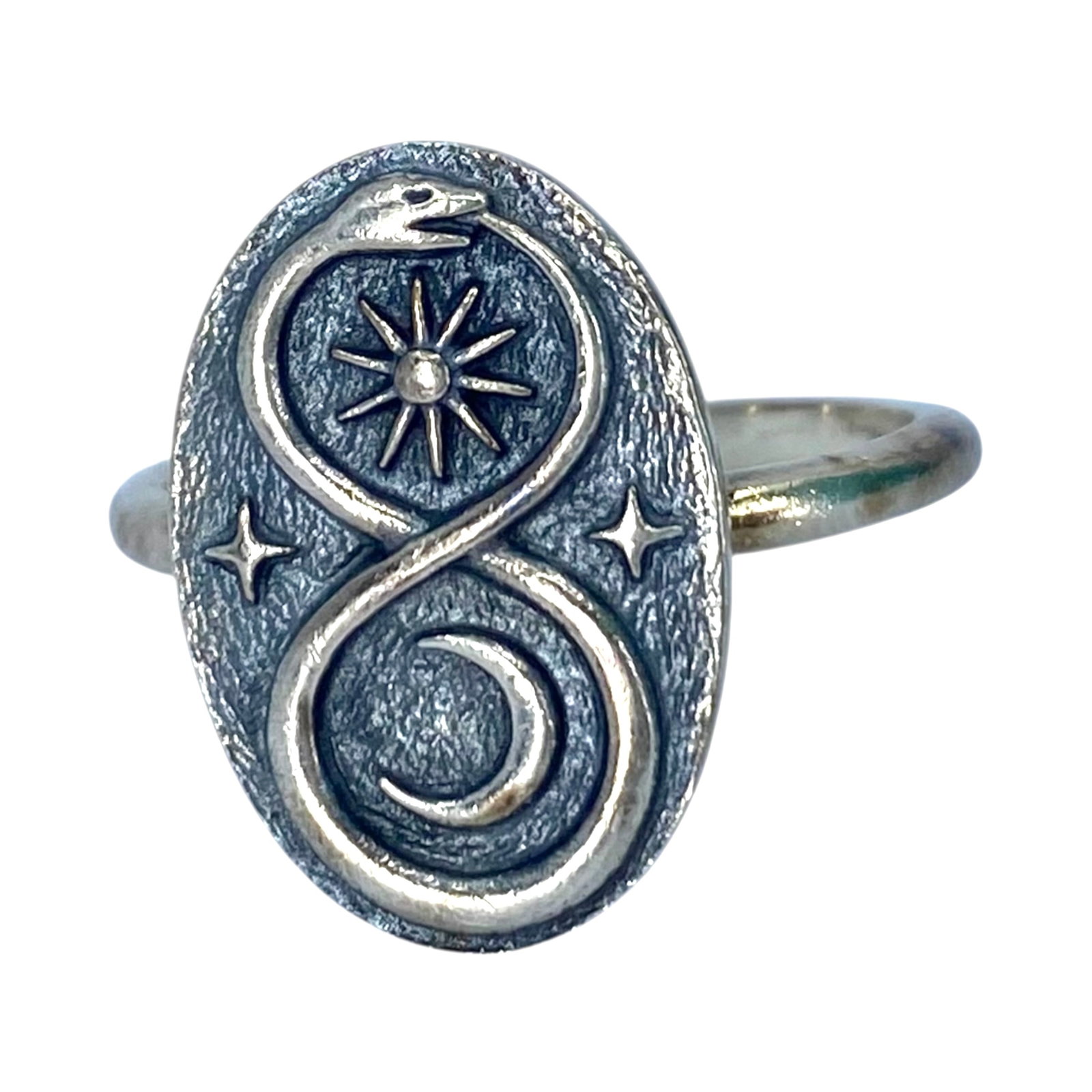 Sterling Sun and Moon Astrology Ring 4.21g sz 7.5: Sterling Sun and Moon Astrology Ring 4.21g sz 7.5 Engraved 925 U