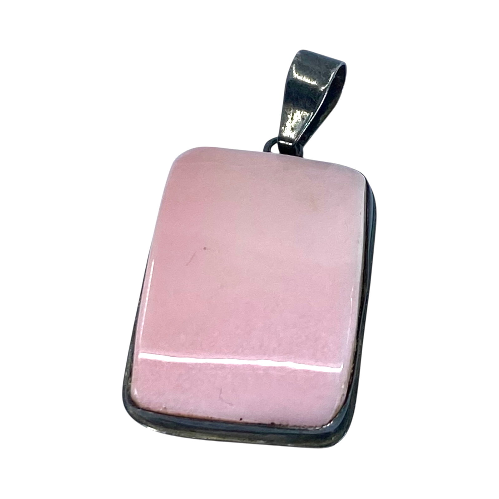 Sterling Pink Stone Rectangle Pendant 10g: Sterling Pink Stone Rectangle Pendant 10g