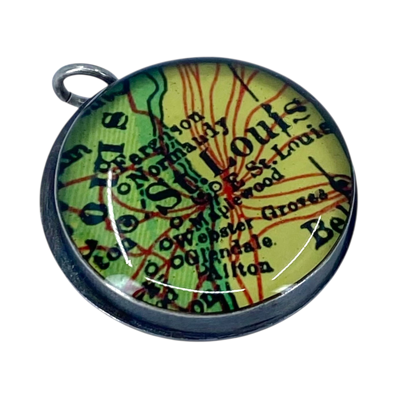Signed Sterling St Louis Map Pendant 6.4g: Signed Sterling St Louis Map Pendant 6.4g Engraved ALH 925